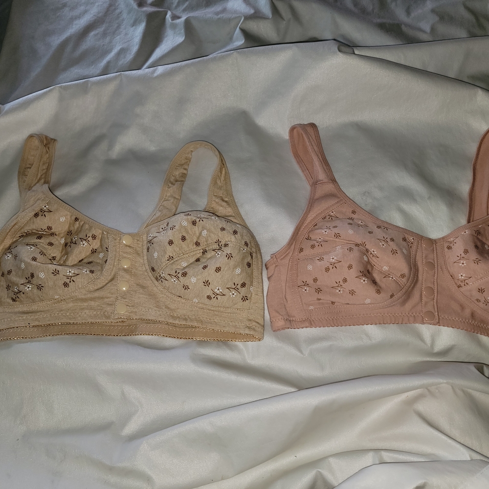 Elegant Floral Embroidered Bralette Set - Cream & Pink